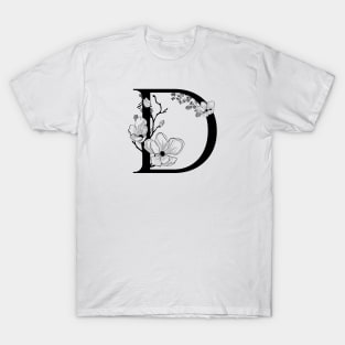 Letter D Monogram - Floral Initial T-Shirt